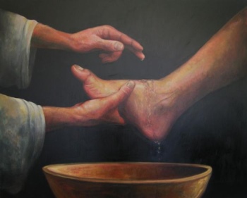 Jézus megmossa tanítványai lábát